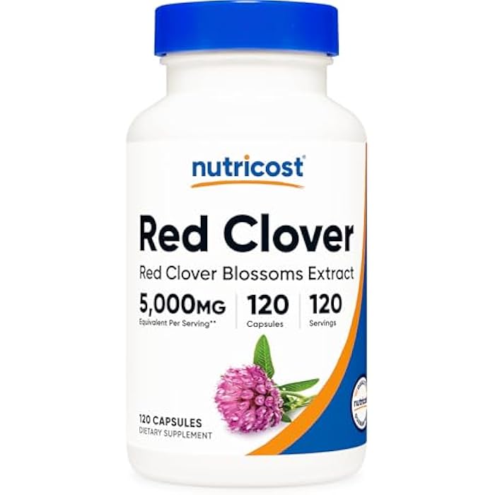 Nutricost Red Clover Blossoms Supplement 120 Capsules for 120 Servings Per Bottle - Red Clover Extract, Vegan - Image 1