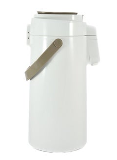 Homemaker Tea & Coffee Vacuum Flask With Pump, Insulated Double Wall Glass, 3 Litre Capacity, White  - Image 1