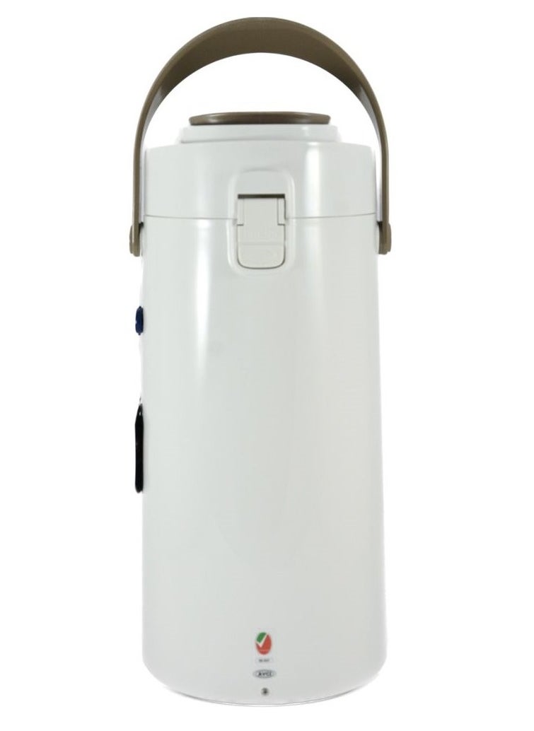 Homemaker - Tea & Coffee Vacuum Flask With Pump, Insulated Double Wall Glass, 3 Litre Capacity, White - Image 1