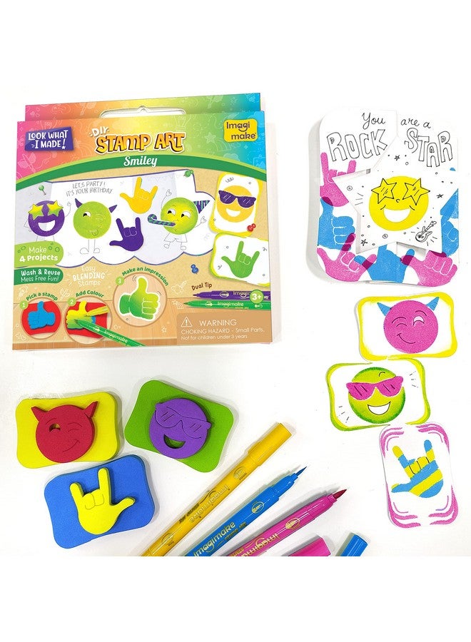 إيماجيميك مجموعة تلوين وختم إيماجيميك ستامب آرت سمايلي للبنات والأولاد من سن 3 سنوات فما فوق - Image 1