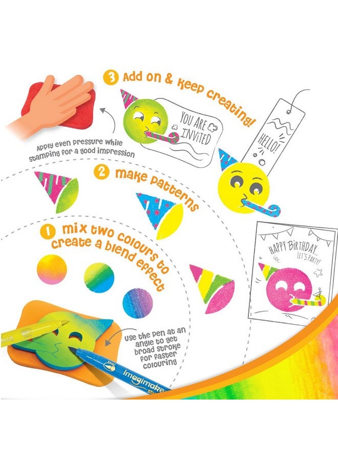 إيماجيميك مجموعة تلوين وختم إيماجيميك ستامب آرت سمايلي للبنات والأولاد من سن 3 سنوات فما فوق - Image 5