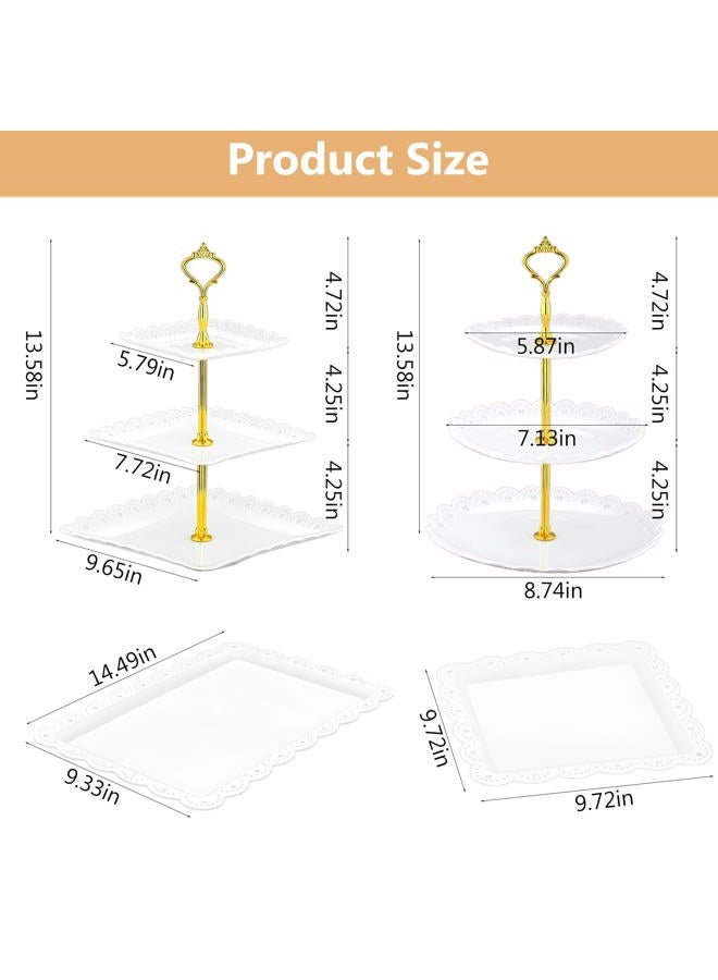 Lazycorner 10 Pcs Cake Stand Dessert Table Display Set, 3 Tired Cupcake Stand Cookie Tray Rack Serving Tray Cake Display Tower for Wedding Baby Shower Tea Party - Image 2