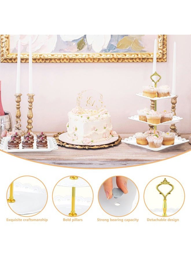 Lazycorner 10 Pcs Cake Stand Dessert Table Display Set, 3 Tired Cupcake Stand Cookie Tray Rack Serving Tray Cake Display Tower for Wedding Baby Shower Tea Party - Image 5