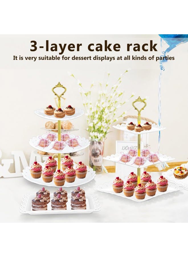 Lazycorner 10 Pcs Cake Stand Dessert Table Display Set, 3 Tired Cupcake Stand Cookie Tray Rack Serving Tray Cake Display Tower for Wedding Baby Shower Tea Party - Image 3