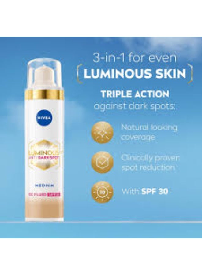 Nivea Luminous 630º Anti Stain CC Fluid SPF30 Medium Tone 40ml - Image 3