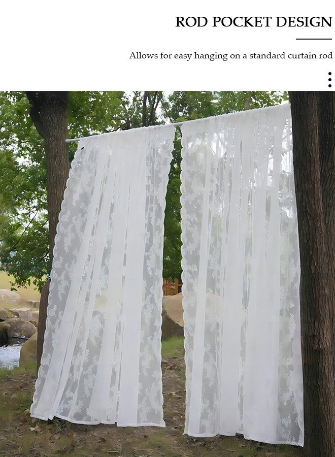 DUNISO 150*100CM 2PCS Sheer Lace Curtains,Window Voile White Sheer Drapes for Bedroom Kitchen Lightweight Lace Window Curtains,Set of 2 Curtains - Image 4