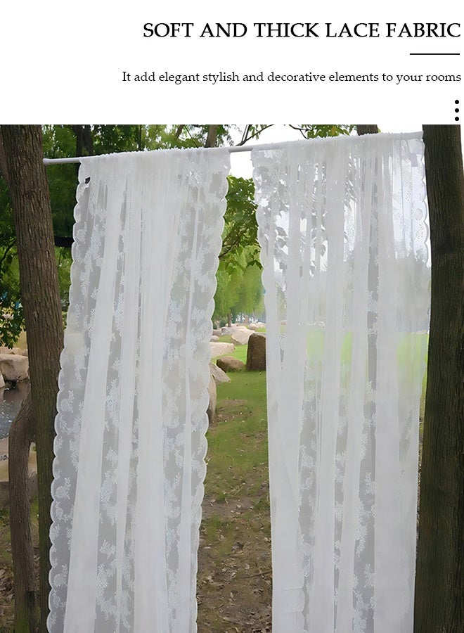 DUNISO 150*100CM 2PCS Sheer Lace Curtains,Window Voile White Sheer Drapes for Bedroom Kitchen Lightweight Lace Window Curtains,Set of 2 Curtains - Image 3