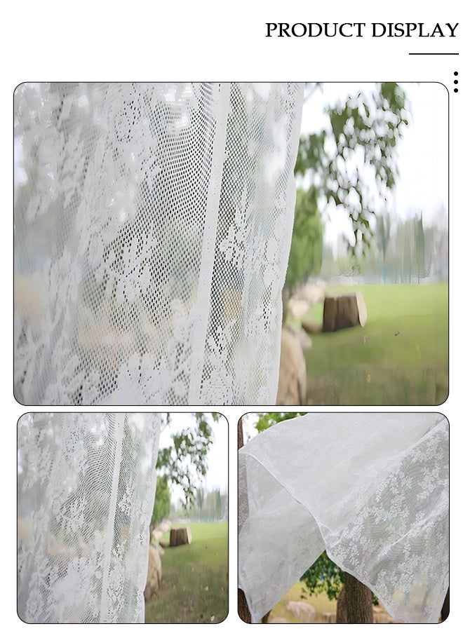 DUNISO 150*100CM 2PCS Sheer Lace Curtains,Window Voile White Sheer Drapes for Bedroom Kitchen Lightweight Lace Window Curtains,Set of 2 Curtains - Image 5