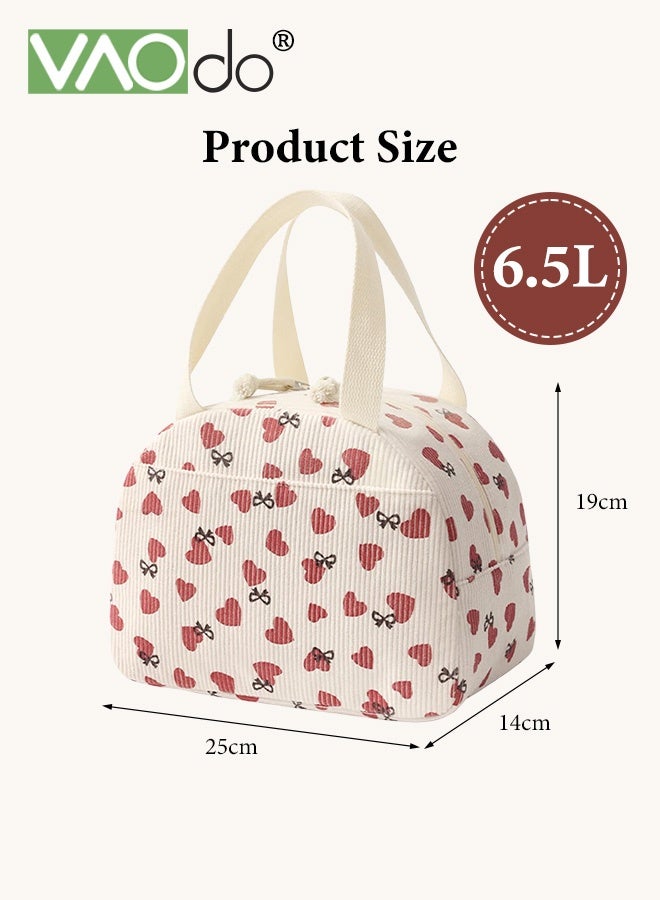 فاو دو حقيبة غداء من المخمل، حقائب غداء لطيفة بسحاب، حاوية صغيرة مقاومة للتسرب، صندوق غداء معزول قابل لإعادة الاستخدام للعمل والنزهات والسفر - Image 3