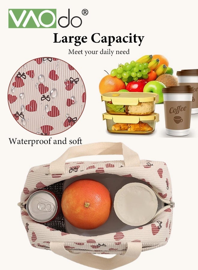 فاو دو حقيبة غداء من المخمل، حقائب غداء لطيفة بسحاب، حاوية صغيرة مقاومة للتسرب، صندوق غداء معزول قابل لإعادة الاستخدام للعمل والنزهات والسفر - Image 5