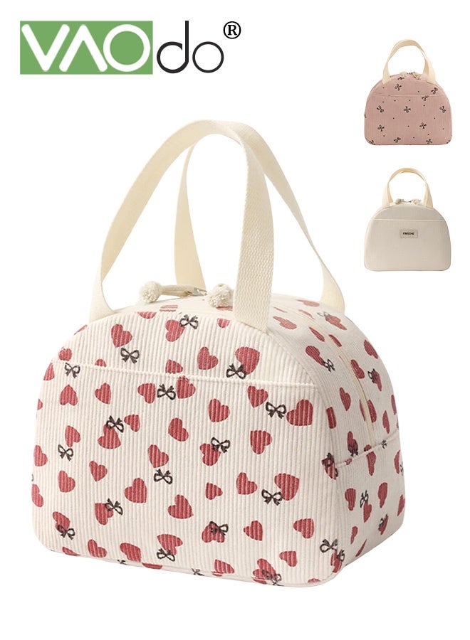 فاو دو حقيبة غداء من المخمل، حقائب غداء لطيفة بسحاب، حاوية صغيرة مقاومة للتسرب، صندوق غداء معزول قابل لإعادة الاستخدام للعمل والنزهات والسفر - Image 1