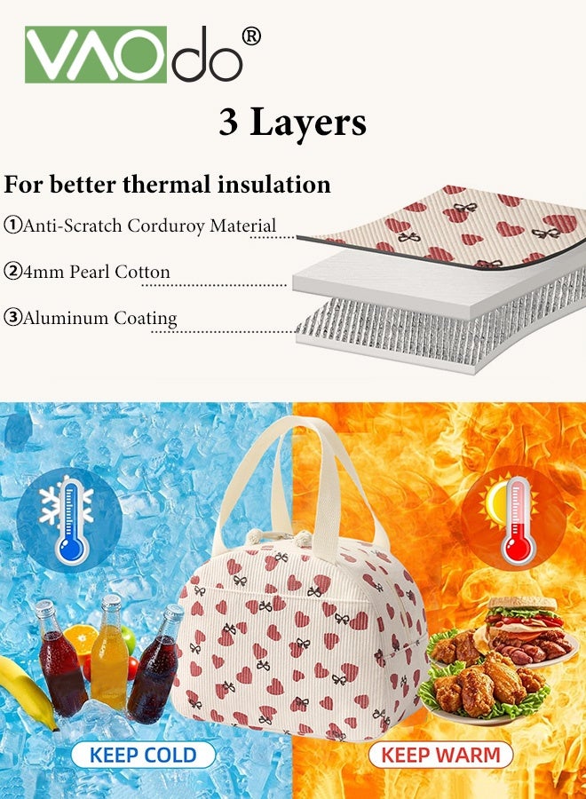 فاو دو حقيبة غداء من المخمل، حقائب غداء لطيفة بسحاب، حاوية صغيرة مقاومة للتسرب، صندوق غداء معزول قابل لإعادة الاستخدام للعمل والنزهات والسفر - Image 4