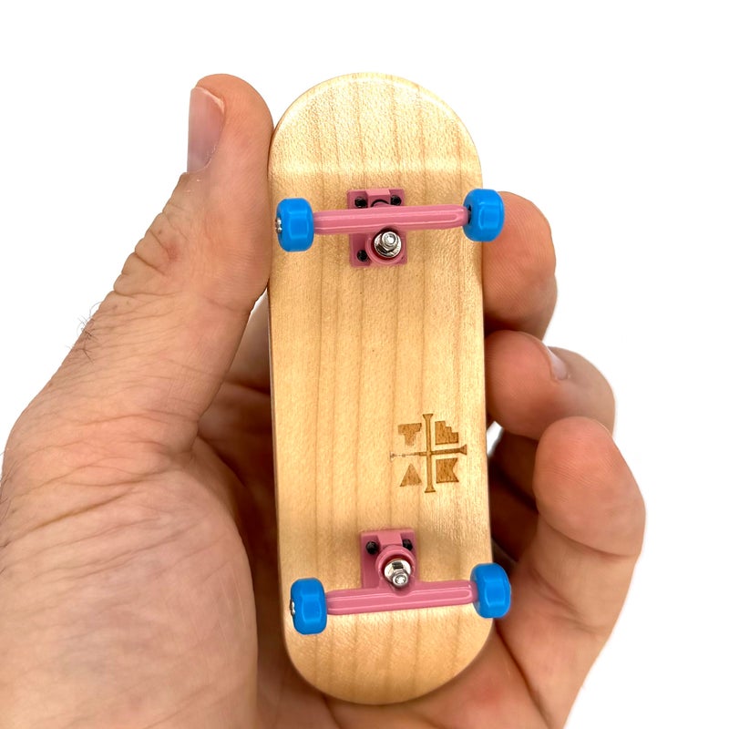 Teak Tuning 32mm Pro Fingerboard Complete Fully Assembled with Pro Level Components Pro Shaped Wooden Deck 32x97mm UltraSpin Bearing Wheels Prodigy Gen2 Trucks Cotton Candy - Image 2