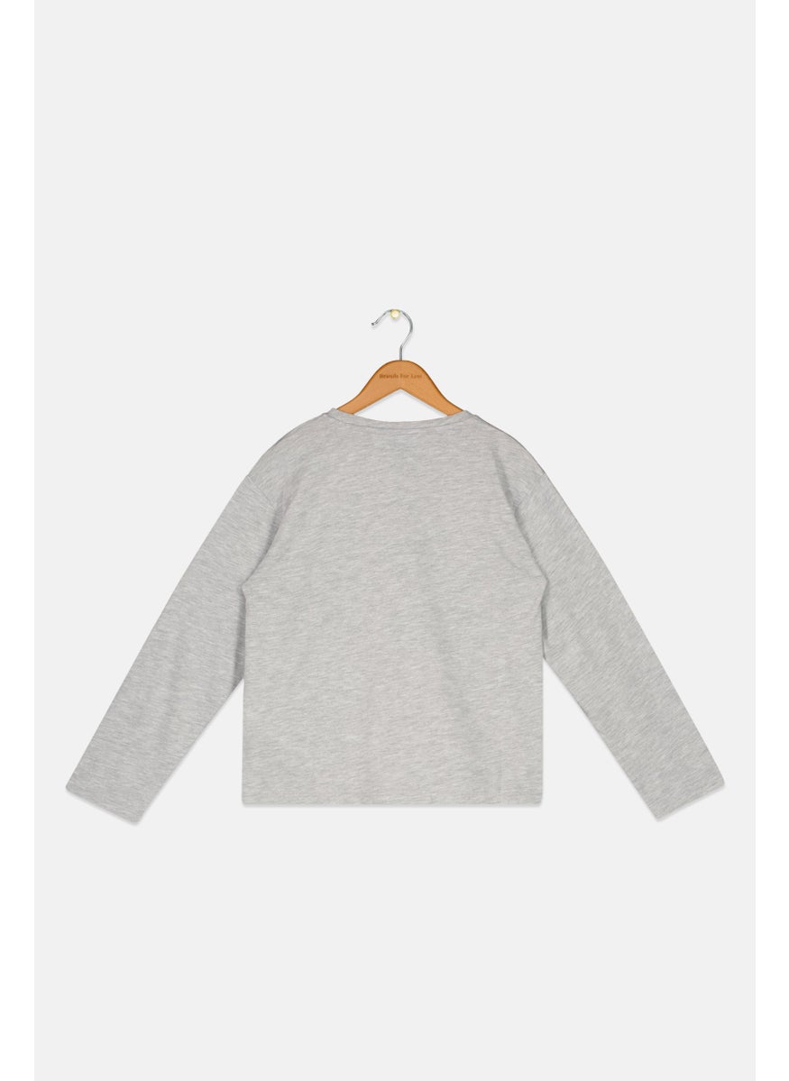 Pepe Jeans - Kids Girl Crew Neck Graphic Print T-Shirts, Grey Combo - Image 1