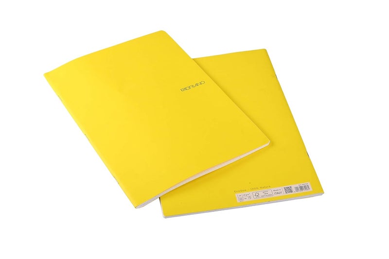 FABRIANO Ecoqua Staple Bound Graph 5MM Notebook Pack of 2 (YELLOW) 85 GSM, 80 Pages, Size A4|Ideal for either writing or drafting with pencil,ballpoint,fountain and marker pen.. - Image 1