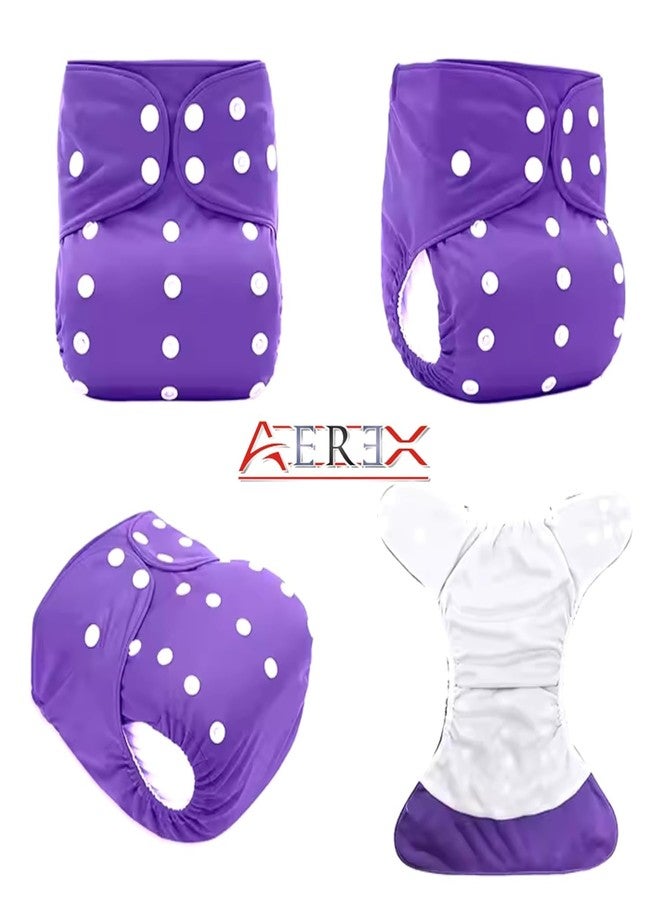 AEREX Premium Reusable Baby Cotton 2 Cloth Diapers For 0 to 3 Years With 2 Insert Pads Leak Proof Washable Diapers For New Born Babies Adjustable Pocket Cloth Diaper Nappies (Purple & Sky Blue) - Image 5