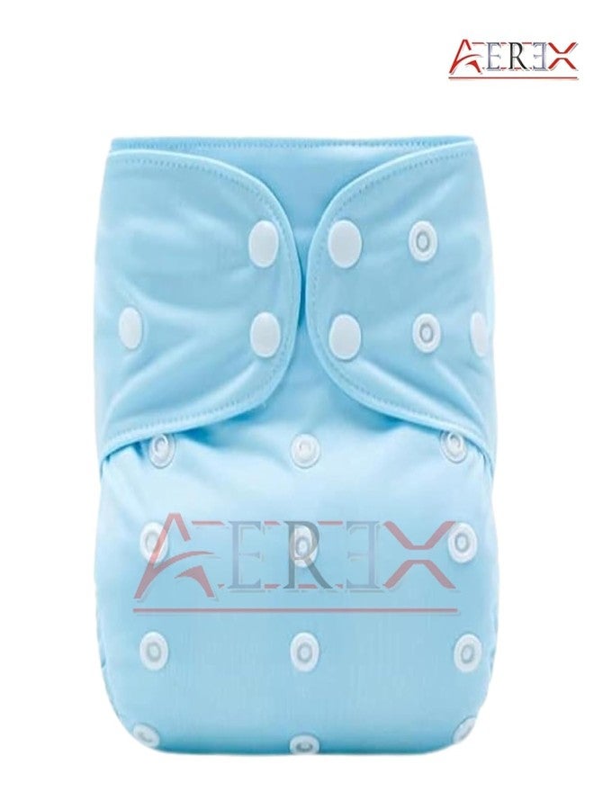 AEREX Premium Reusable Baby Cotton 2 Cloth Diapers For 0 to 3 Years With 2 Insert Pads Leak Proof Washable Diapers For New Born Babies Adjustable Pocket Cloth Diaper Nappies (Purple & Sky Blue) - Image 2