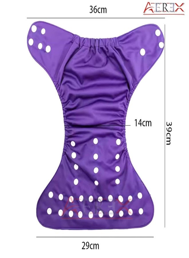 AEREX Premium Reusable Baby Cotton 2 Cloth Diapers For 0 to 3 Years With 2 Insert Pads Leak Proof Washable Diapers For New Born Babies Adjustable Pocket Cloth Diaper Nappies (Purple & Sky Blue) - Image 4