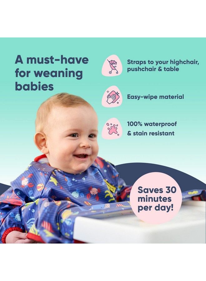 Longsleeve Coverall Weaning Bib Oceans Of Fun Dark Blue
