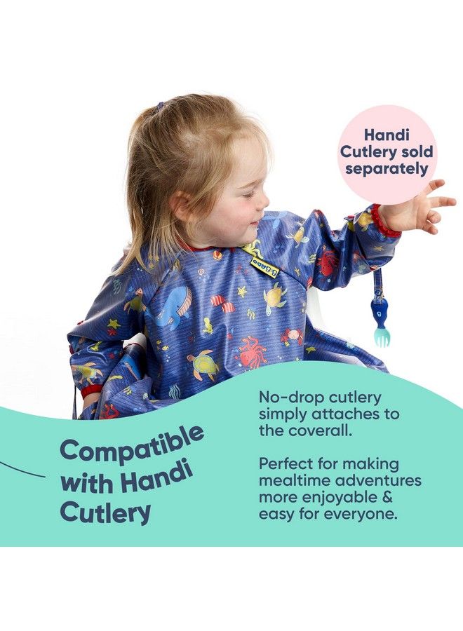 Longsleeve Coverall Weaning Bib Oceans Of Fun Dark Blue