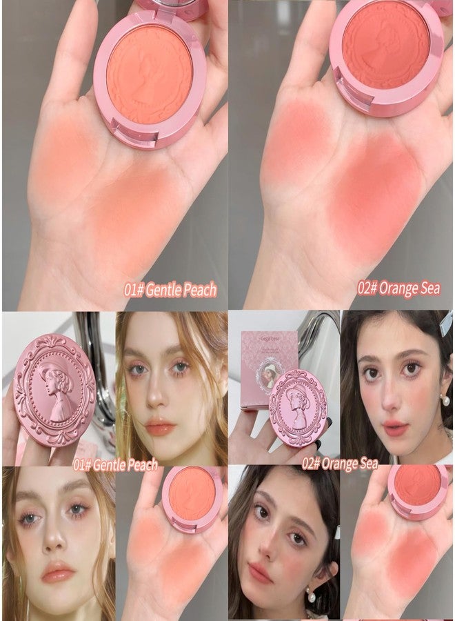 Gege Bear Vintage Style 3D Embossed Matte Fog Blush | Velvety Soft Cheek Color in Peach and Rose Tones | Elegant Compact with Lady Cameo Design | Blush That Feels as Pretty as It Looks | (04# Princess Diaries, 5g) - Image 3