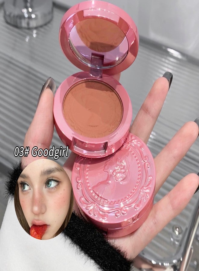 Gege Bear Vintage Style 3D Embossed Matte Fog Blush | Velvety Soft Cheek Color in Peach and Rose Tones | Elegant Compact with Lady Cameo Design | Blush That Feels as Pretty as It Looks | (04# Princess Diaries, 5g) - Image 5
