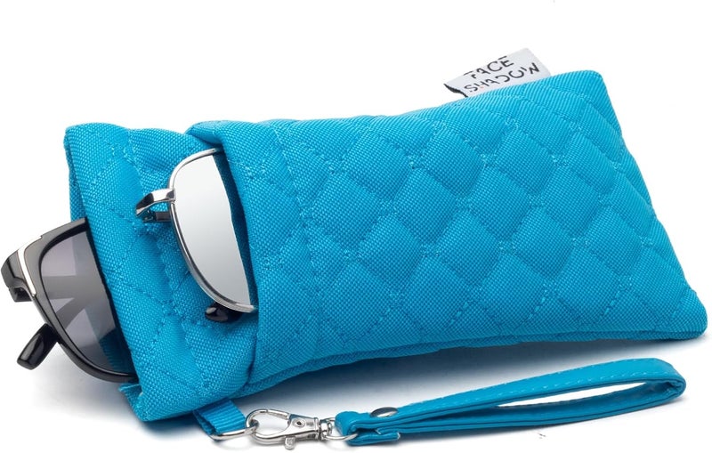 Face Shadow Double Glasses Case Soft Eyeglass Case For Women Men Squeeze Top Sunglasses Case With Cleaning Cloth - Image 1