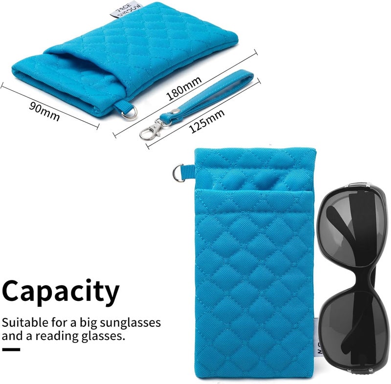 Face Shadow Double Glasses Case Soft Eyeglass Case For Women Men Squeeze Top Sunglasses Case With Cleaning Cloth - Image 3