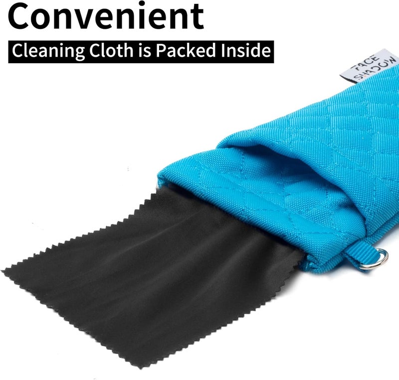 Face Shadow Double Glasses Case Soft Eyeglass Case For Women Men Squeeze Top Sunglasses Case With Cleaning Cloth - Image 4