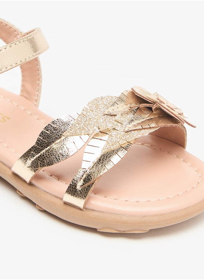 JUNIORS Floral Accent Flat Sandals with Hook and Loop Closure  - Image 5