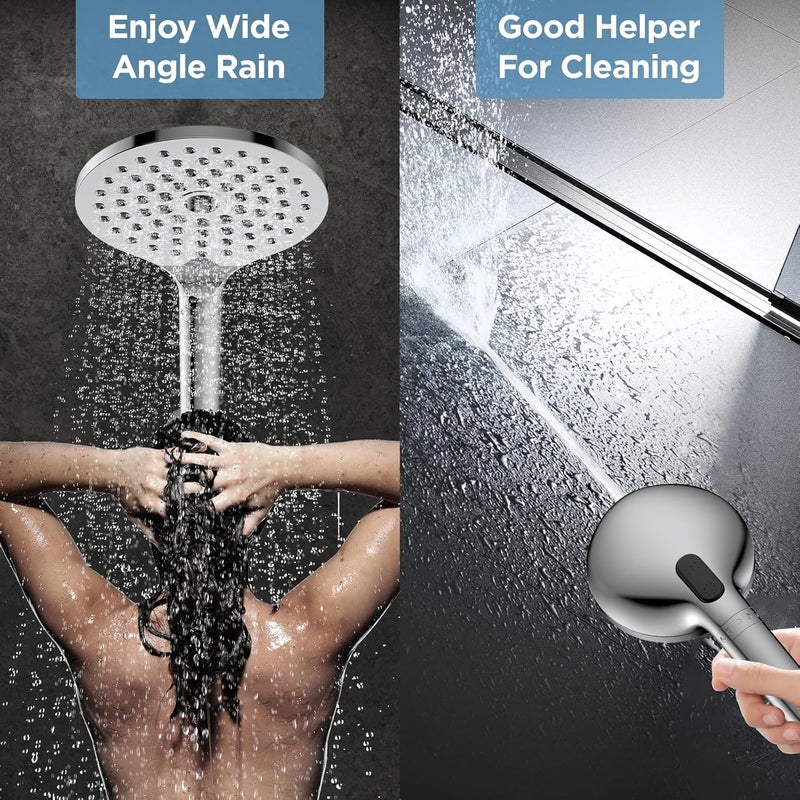 MakeFit Dual Filtered Shower Heads Combo, High Pressure Rain Shower Head with Handheld Spray Built-in Power Wash, Dual Handheld Shower Head for Hard Water, Remove Chlorine for Healthier Skin- Chrome - Image 5