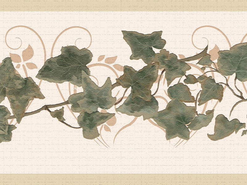 Dundee Deco Wallpaper Border Peel and Stick DDAZBD9297 Abstract Green Beige Leaves on a Vine Wall Border Retro Design 15 ft x 7 in 457m x 1778cm Self Adhesive - Image 2