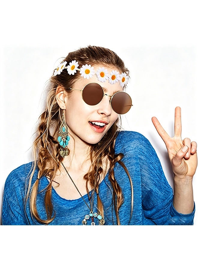 MXN 4 Pcs Hippie Costume Accessories Set with Sunglasses Peace Sign Necklace Boho Headband and Earring -  Hippie Costume Accessories - Retro Hippie Kit for 60s 70s Party Halloween Music Festivals and Themed Parties - Image 5
