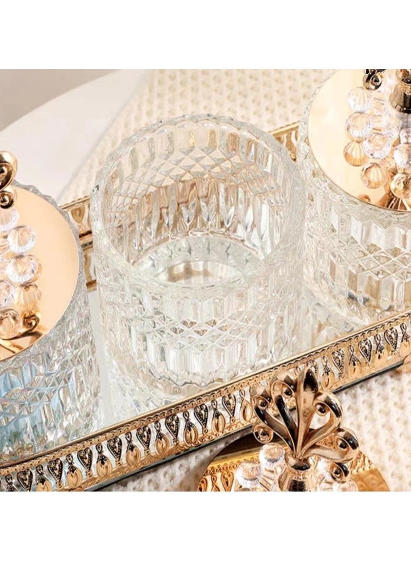 European style decorative glass candy jar gold edged decorative glass handicrafts sugar jar four-piece furniture storage - Image 3