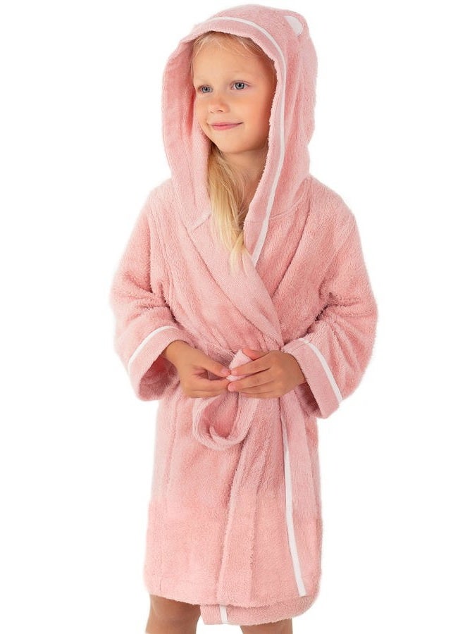 Warm Cuddles Premium Baby Robe - Ultra Soft Toddler Robe with Hood - Baby Bath Essentials - Bath Towel Robe for Baby Toddler Kid - Highly Absorbent Robe for Boys and Girls with Cute Bear Ears, Pink, 0-24 Months - Image 1