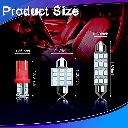 NTNEV 24PCS LED Interior Replacement Bulbs Interior Car Lights Dome Light LED Car Bulb Kit Set T10 31 mm 42 mm Used for Map Dome Lights and License Plate Courtesy Lights Accessories Red - Image 3