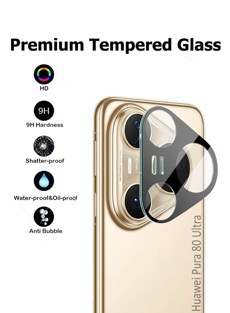 Huawei Pura 80 Ultra 5G Camera Lens Protector, Scratch-Resistant HD Clarity Ultra-Thin 9H Tempered Glass shield Lens Cover - Black - Image 2