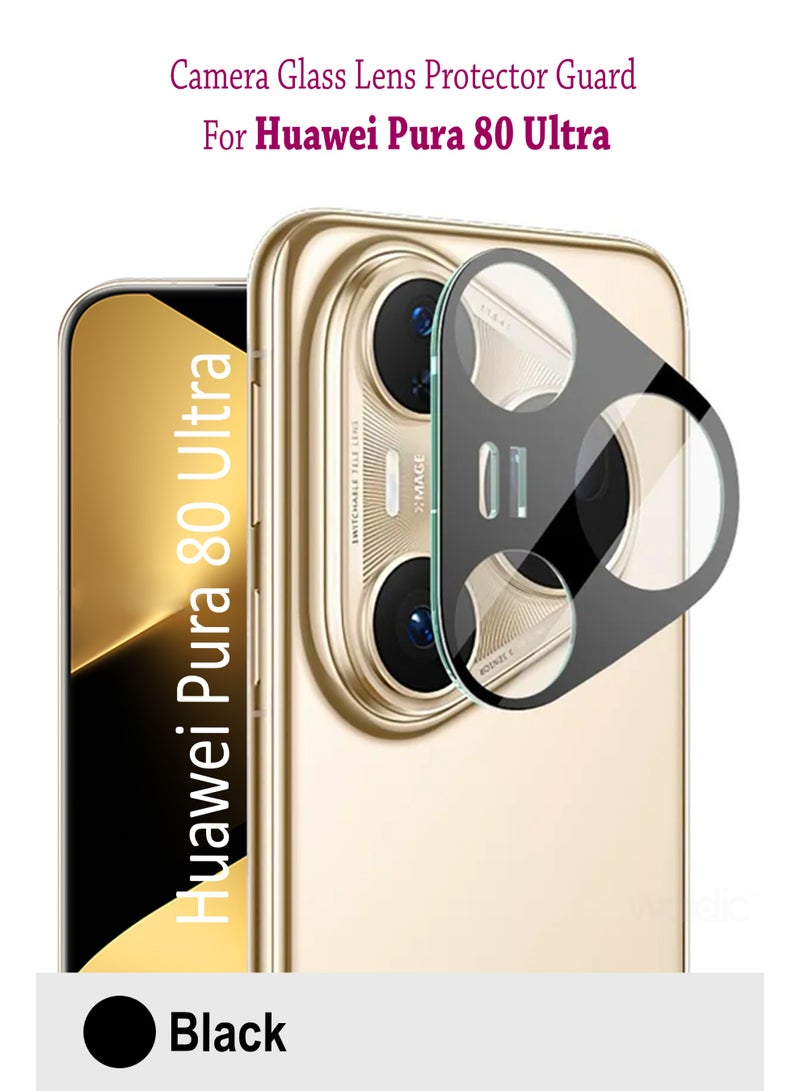 Huawei Pura 80 Ultra 5G Camera Lens Protector, Scratch-Resistant HD Clarity Ultra-Thin 9H Tempered Glass shield Lens Cover - Black - Image 1