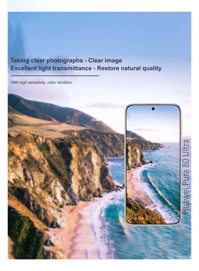 Huawei Pura 80 Ultra 5G Camera Lens Protector, Scratch-Resistant HD Clarity Ultra-Thin 9H Tempered Glass shield Lens Cover - Black - Image 5