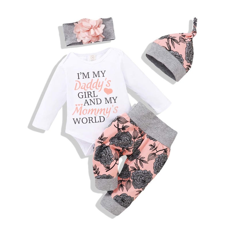 Renotemy Renotemy Newborn Girl Clothes Outfits Ruffle Long Sleeve Tops Floral Pants Sets Spring Fall Winter Baby Girl Clothes 36 Months