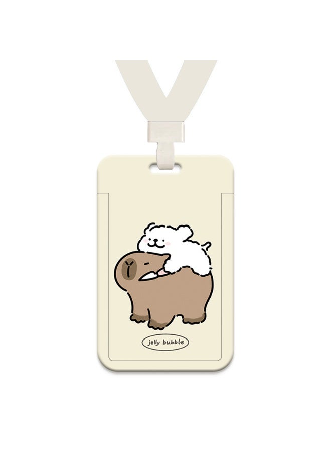 NIBEMINENT 1 - Piece Kapibala Puppy Kpop Photo Card Holder Pendant Key Chain ID Badge Holder ID Card Holder Photo Card Protector for School ID Office ID Access Card for Women Girls