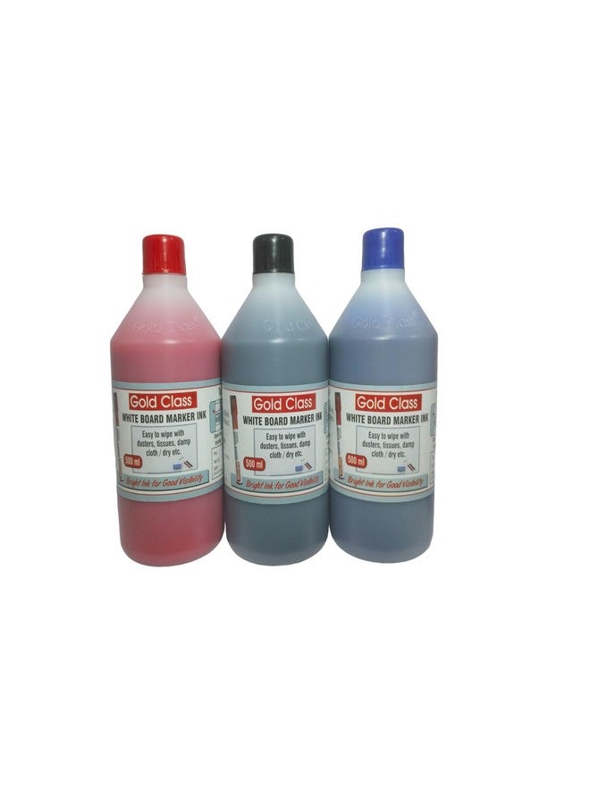 Gold Class Combo Pack of White Board Marker Ink (Red, Black, Blue) 500ML Each | Easily refillable | Suitable for Marker Pens | Suitable for Multiple Surfaces | Office & School Stationery- Set of 3 - Image 3