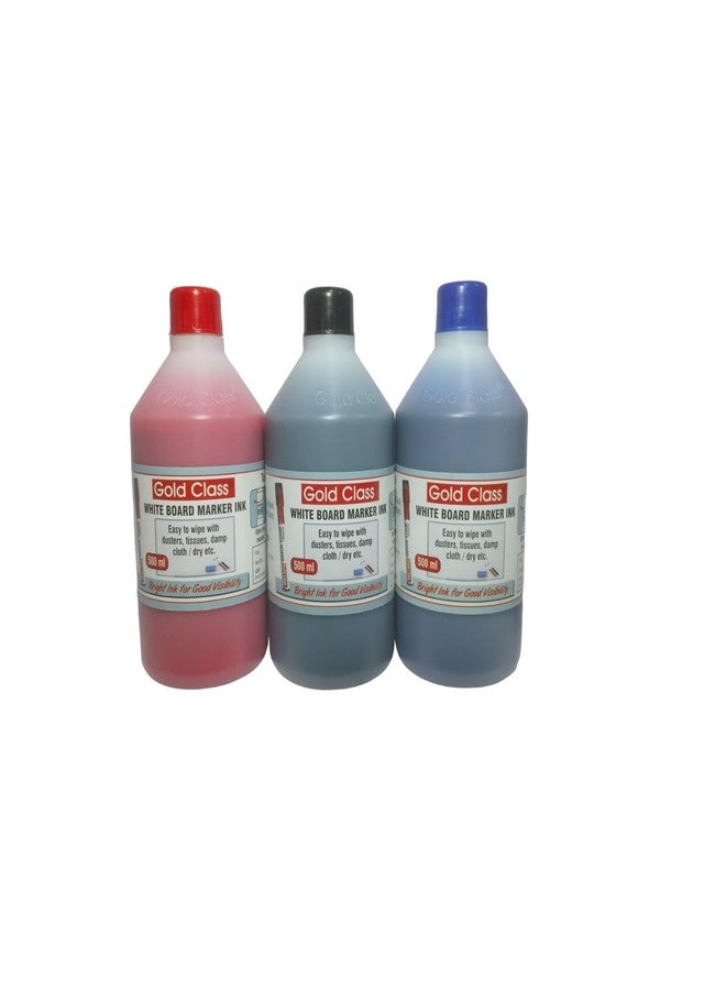 Gold Class Combo Pack of White Board Marker Ink (Red, Black, Blue) 500ML Each | Easily refillable | Suitable for Marker Pens | Suitable for Multiple Surfaces | Office & School Stationery- Set of 3 - Image 2