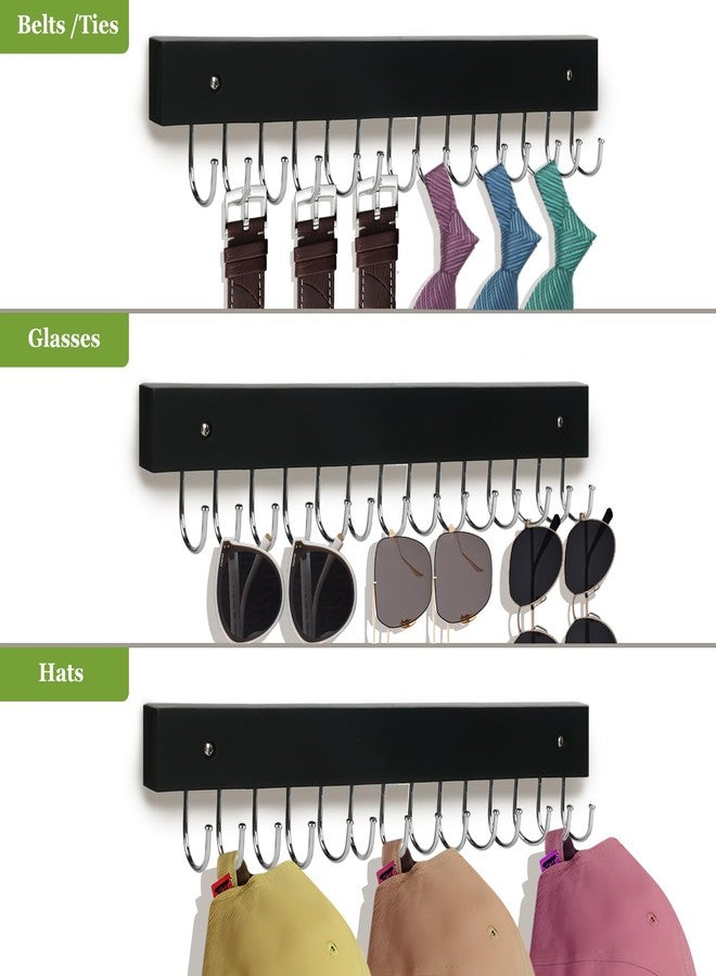 AnDock Necklace Holder Wall Mounted Jewelry Organizer - 2 Pack Wooden with 28 Hooks, Hanging Earring & Ring Bracelet Storage, Decorative Space-Saving Jewelry Display (Black) - Image 5