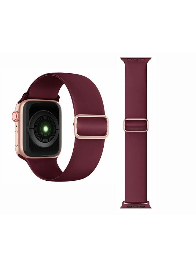 نيبمينينت سوار سولو لوب قابل للتعديل من السيليكون لساعة أبل ووتش سيريز 1/ 2/ 3/ 4/ 5/ 6/ SE مقاس 44/ 42 مم أحمر برغندي - Image 2