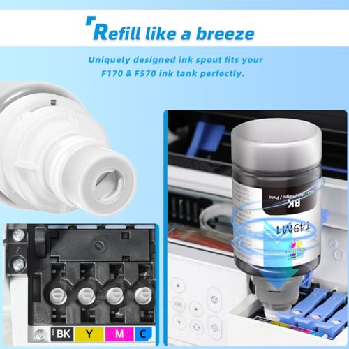 Poschink F570 Sublimation Ink, T49M Sublimation Ink Refill Bottles for EPSON SureColor SC F570 F170 Dye Sub Printers - Black, Cyan, Magenta, Yellow - 140ml/bottle - Image 3