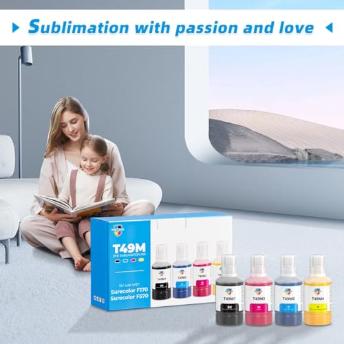 Poschink F570 Sublimation Ink, T49M Sublimation Ink Refill Bottles for EPSON SureColor SC F570 F170 Dye Sub Printers - Black, Cyan, Magenta, Yellow - 140ml/bottle - Image 5