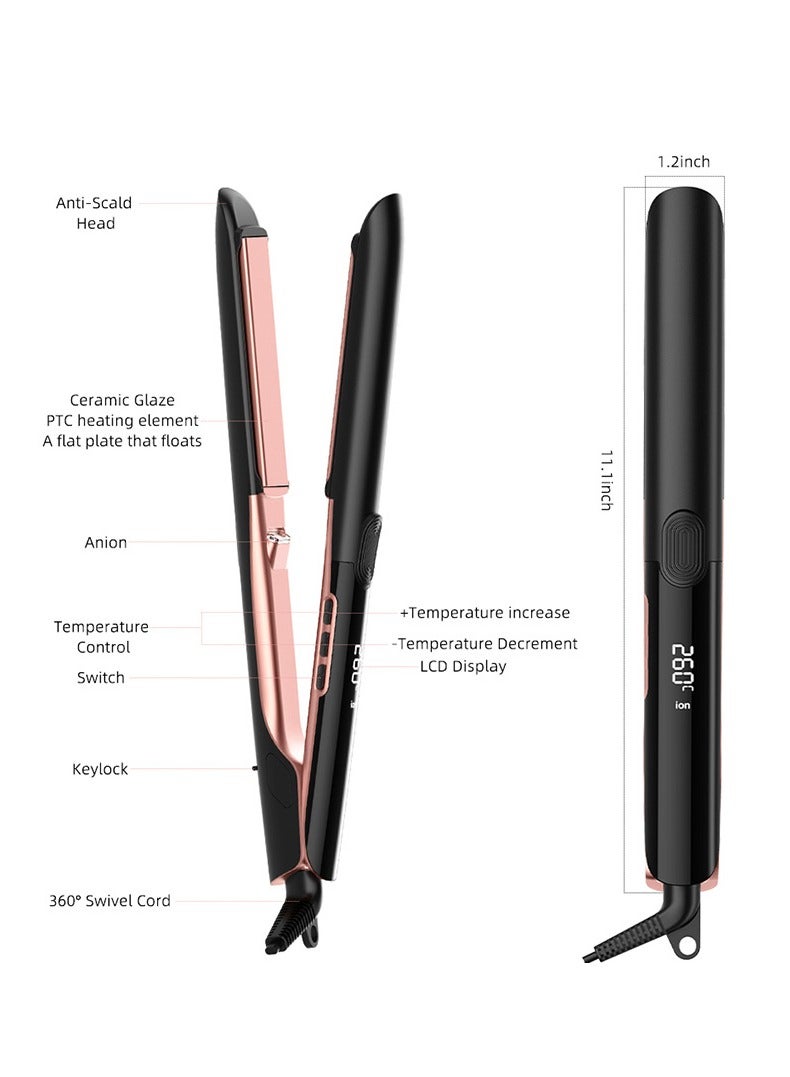 Hair Straightener and Curler 2 in 1 Professional Ceramic Ionic Dual Voltage Flat Iron with Negative Ions for Less Frizz, Shinier and Smoother Hair - Image 3