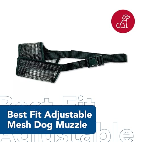 Coastal Pet Best Fit Adjustable Mesh Dog Muzzle - Soft Muzzle for Grooming Dogs with Open Front Design - Gentle, Durable Mesh for Temporary Muzzling - Black, 7" - Image 2