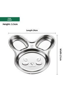 304 Stainless Steel Partitioned Dinner Plate for Kids Bunny